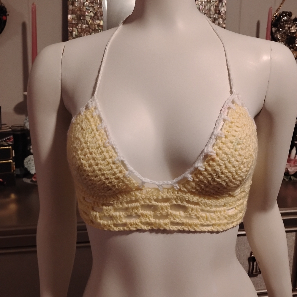 Handmade Yellow Crochet Bralette